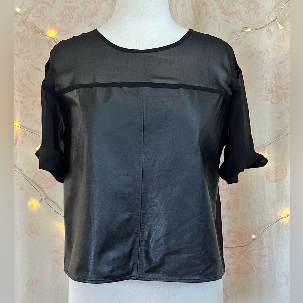 Rory Beca Leather and Silk top